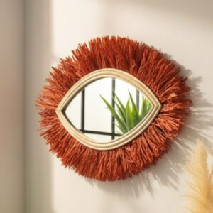 Handwoven Natural Fibre Sunburst Mirror: Bohemian Wall Art Décor