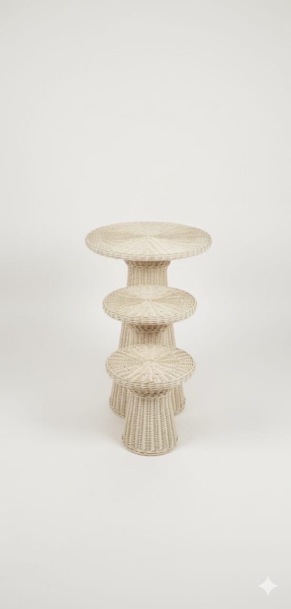 Set of 3 Handmade Rattan Tables – Natural Moroccan Design