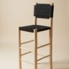 🪑 Tabouret de bar marocain en bois de laurier et corde traditionnelle