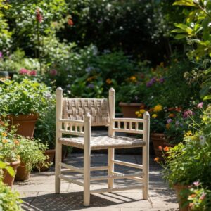 Fauteuil marocain en bois avec accoudoir - Dossier inclinable