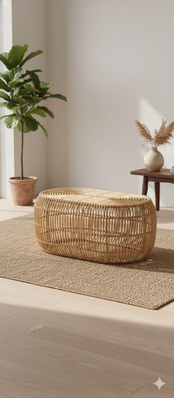 TABLE EN ROTIN OVALE