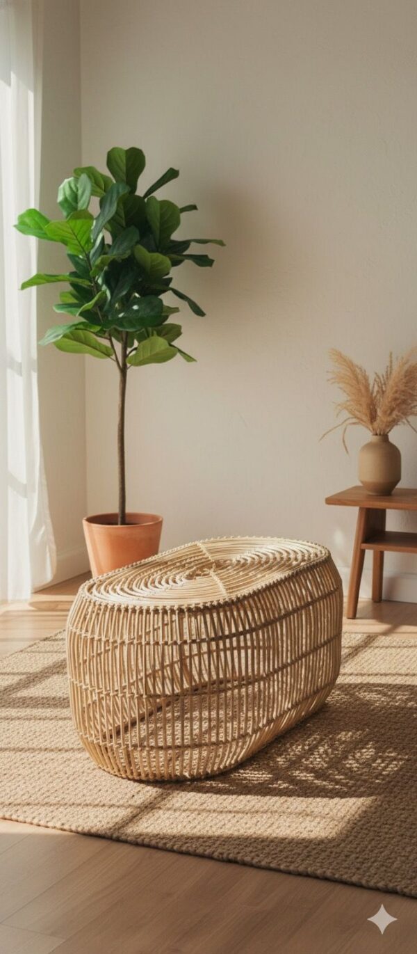 TABLE EN ROTIN OVALE