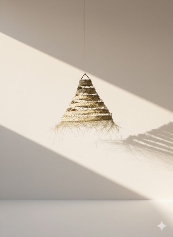 Suspension en paille tressée – Fait main au Maroc 🌿