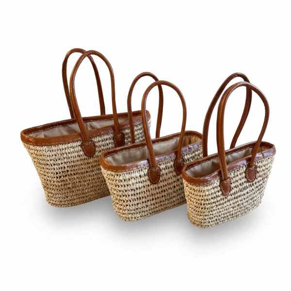 Panier en palmier nain avec finitions cuir – Cabas & Sac artisanal 🌿