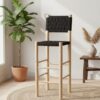 🪑 Tabouret de bar marocain en bois de laurier et corde traditionnelle