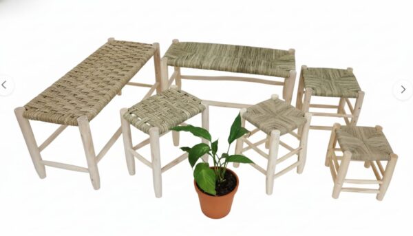 🪑 Fauteuil en Bois 3 place  et Corde fibre doum – cherritte bocharwitte