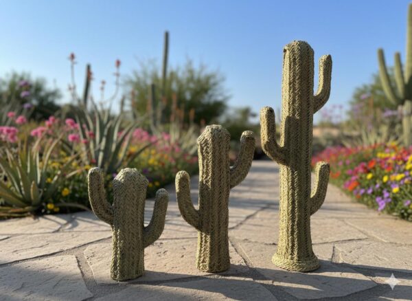 🌵 Décoration cactus en paille tressée à la main – Coopérative Ibdaa Yadi
