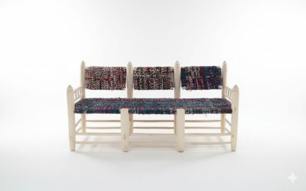 🪑 Fauteuil en Bois 3 place  et Corde fibre doum – cherritte bocharwitte