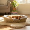 🐾 Panier pour chat ou chien en feuilles de palmier – Artisanat marocain