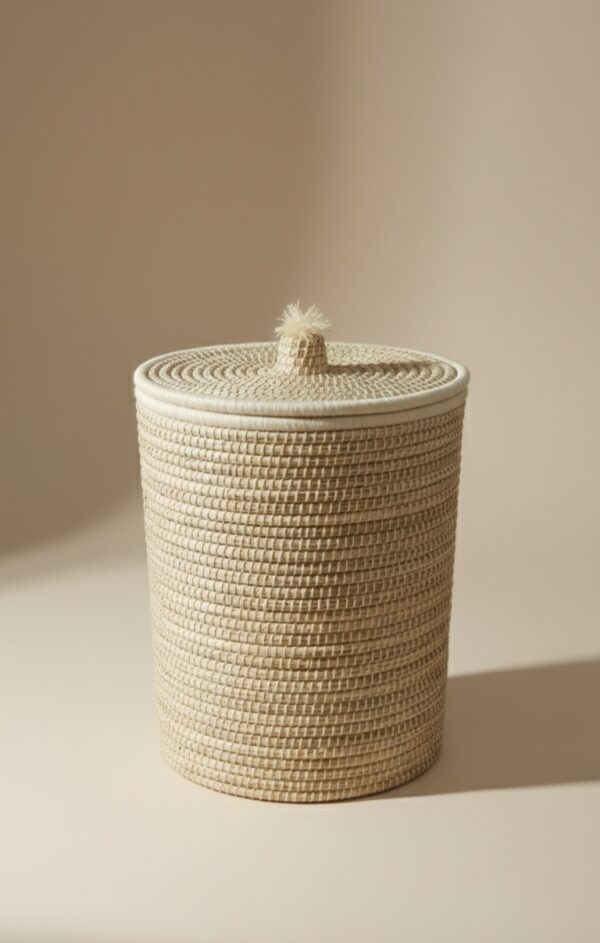 🧺 Panier de rangement berbère avec couvercle – Coopérative Ibdaa Yadi