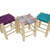 🪑 Tabouret marocain fait main en Boucherouite – Coopérative Ibdaa Yadi