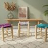 🪑 Tabouret marocain fait main en Boucherouite – Coopérative Ibdaa Yadi